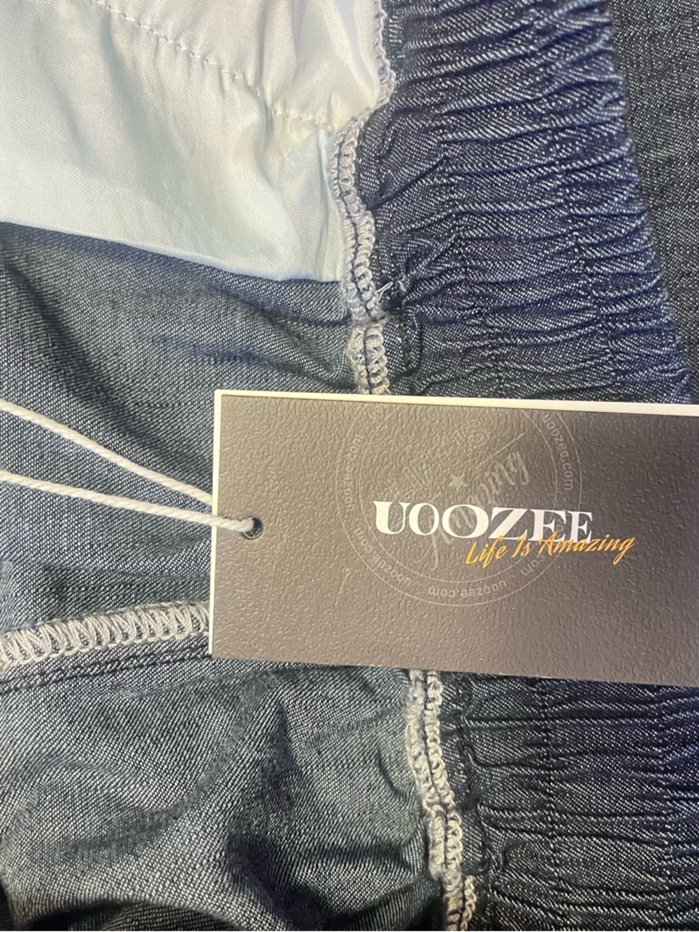 UOOZEE Two-Tone Chambray Pants - - Picture 6 of 11